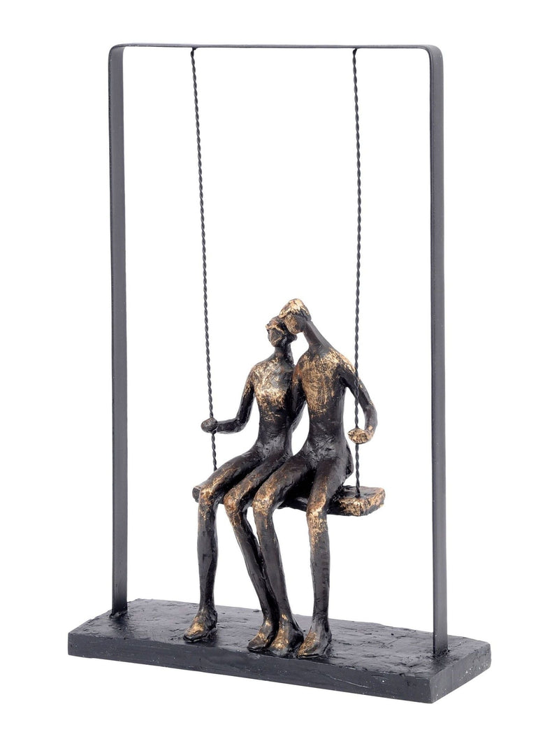 Libra Interiors bronze couple on swing sculpture 37cm height, UK version