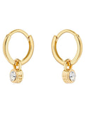 Ted Baker Huggie Earrings Gold Tone Clear Crystal 0.93cm (British brand)