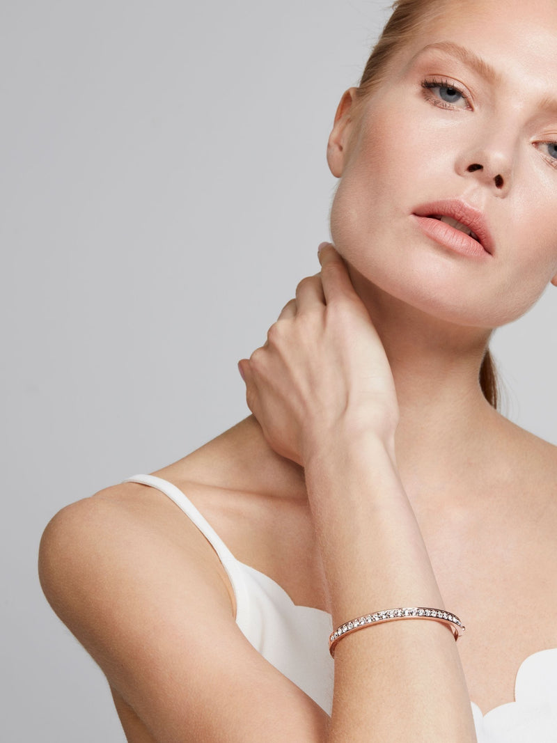 Ted Baker rose gold hinge bangle with clear crystal accent (British brand)