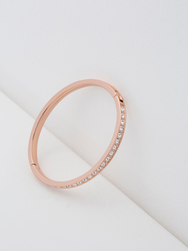 Ted Baker rose gold hinge bangle with clear crystal accent (British brand)