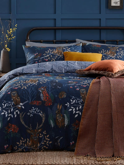 Next Blue Fauna Printed Woodland Reversible Duvet Cover and Pillowcase Set- Buy online at McGrocer