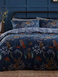 Blue Fauna Printed Woodland Reversible Duvet Cover and Pillowcase Set - British product