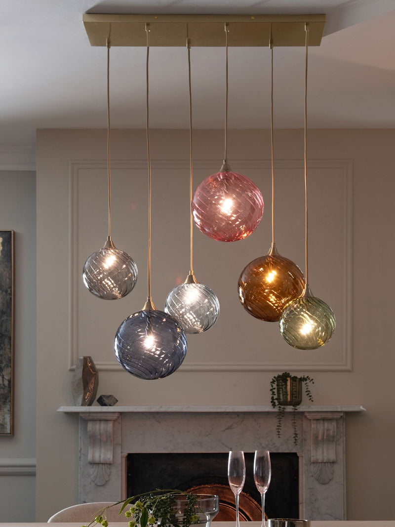 Multi Bright Freya 6 light linear pendant ceiling light (British brand)