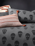 Furn grey skulls tufted duvet cover and pillowcase set in 100% cotton - British product