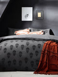 Furn grey skulls tufted duvet cover and pillowcase set in 100% cotton - British product