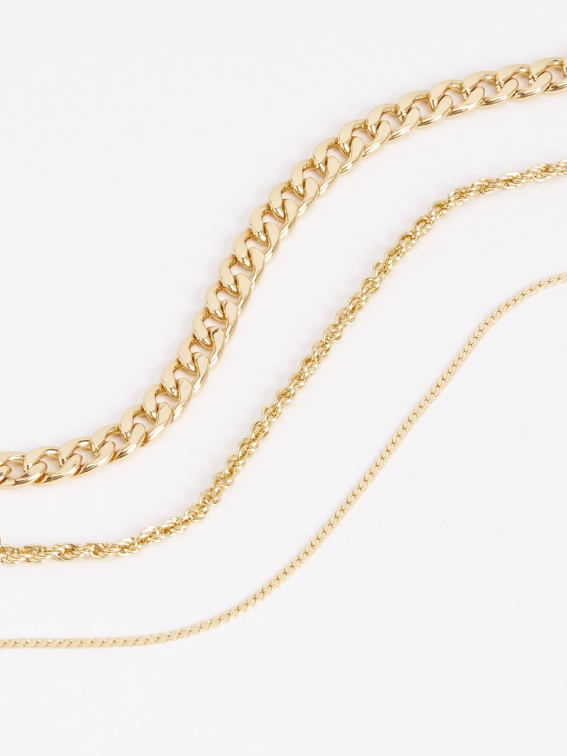 Gold tone three layer chain necklace, UK version