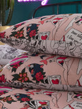 Furn Pink Inked Tattoo Reversible Duvet Cover and Pillowcase Set