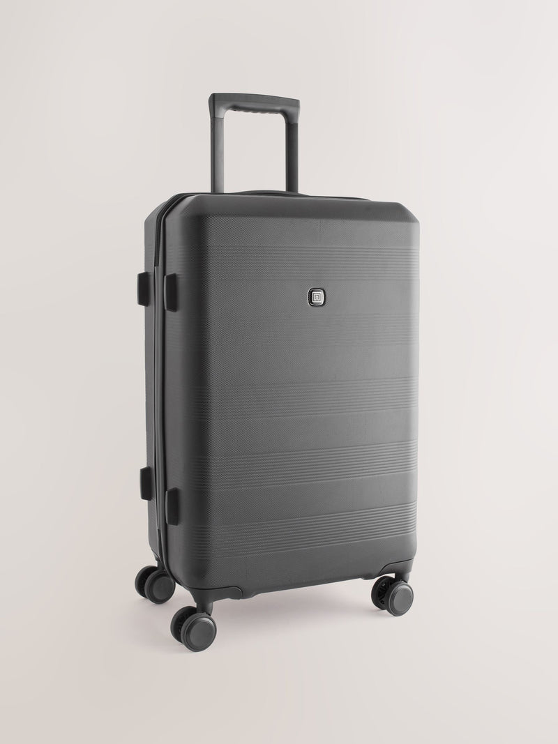 Black medium suitcase with ABS hard shell and TSA lock - British product