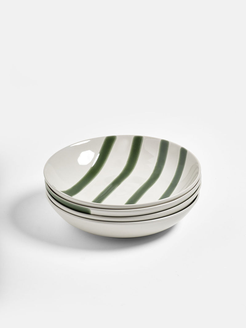 Jasper Conran green abstract set of 4 pasta bowls, UK version