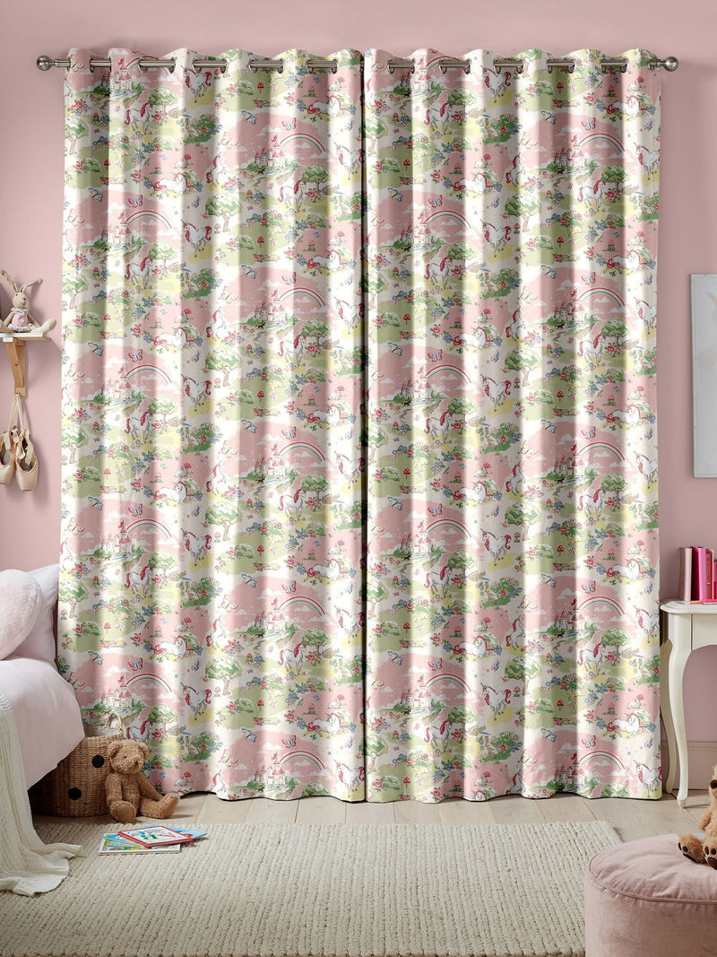 Cath Kidston pink unicorn scenic made to measure curtains (British brand)
