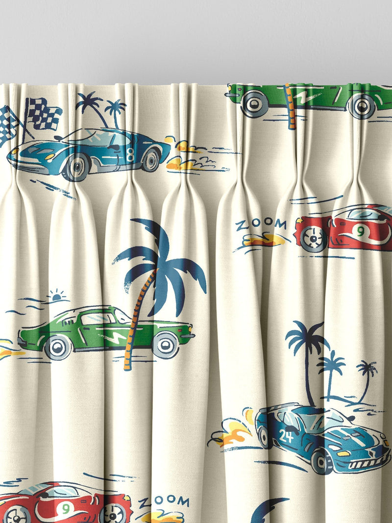 Cath Kidston fast cars made to measure curtains, imported from the UK