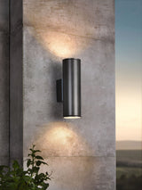 Next Eglo Grey Riga 2-Light LED UpDown Exterior Outdoor Wall Light- Buy online at McGrocer