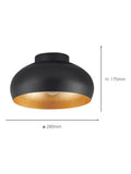 Eglo Mogano 2 ceiling light with black and gold finish - British product