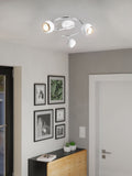 Eglo Bimeda chrome ceiling light with three adjustable spotlights, imported from the UK