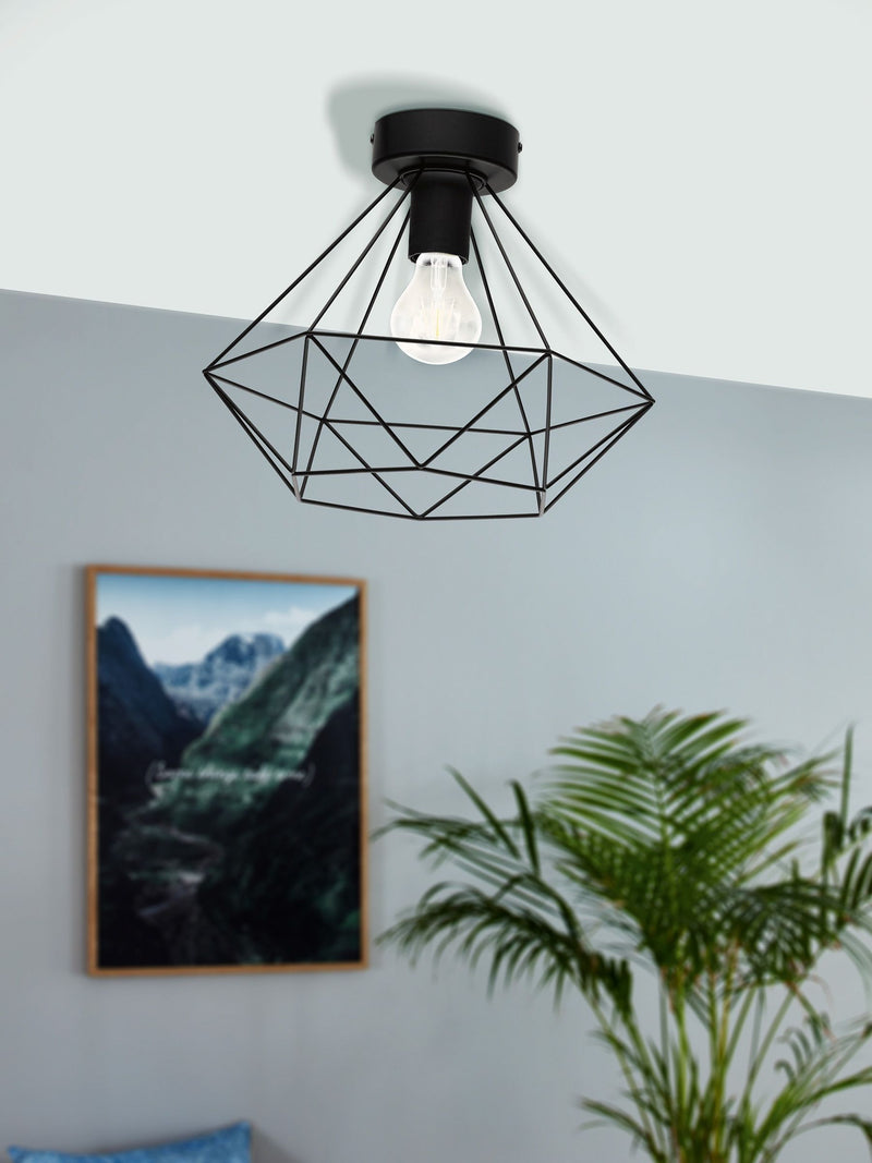 Eglo Tarbes black steel geometric ceiling light - British product