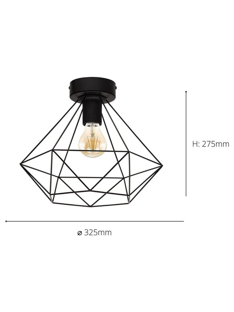 Eglo Tarbes black steel geometric ceiling light - British product