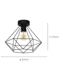 Eglo Tarbes black steel geometric ceiling light - British product