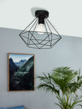 Eglo Tarbes black steel geometric ceiling light - British product
