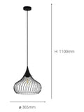 Eglo black teardrop pendant light (British brand)