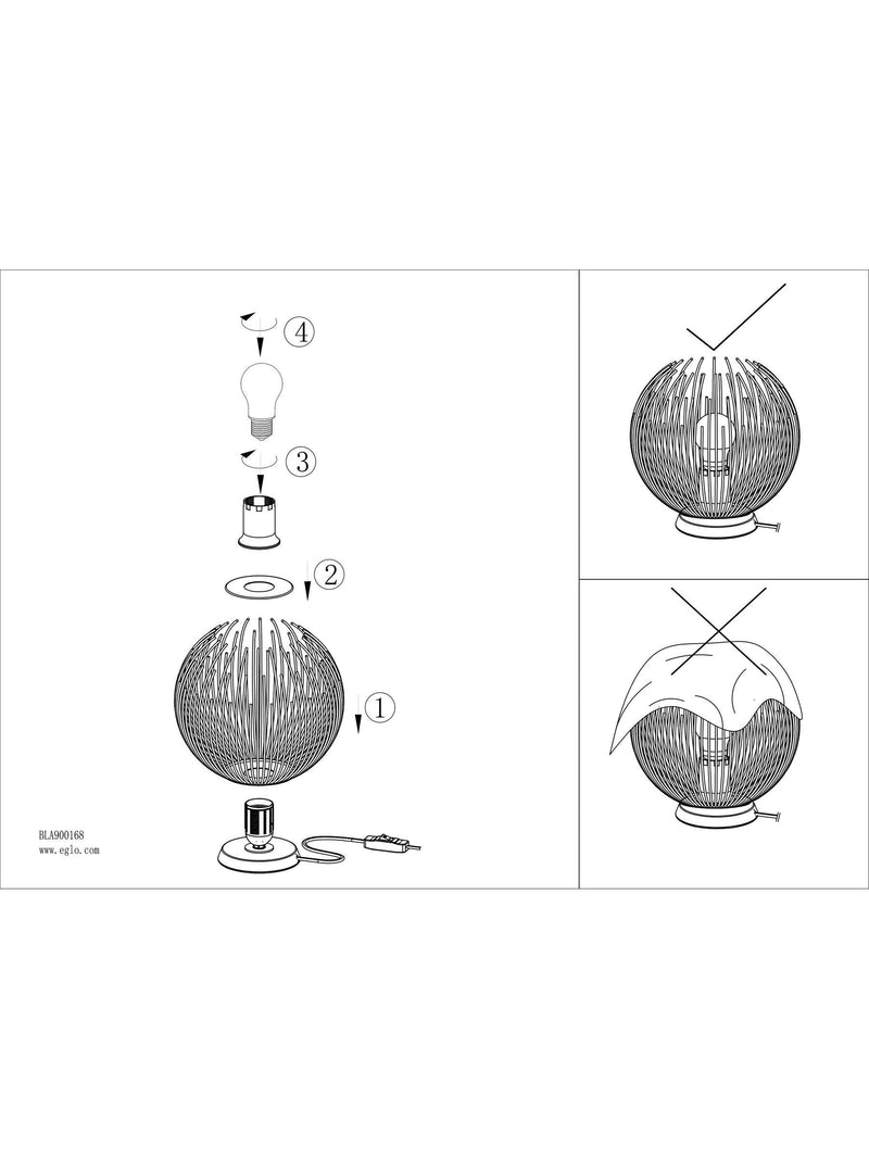 Eglo Gold Venezuela spherical table lamp, UK version