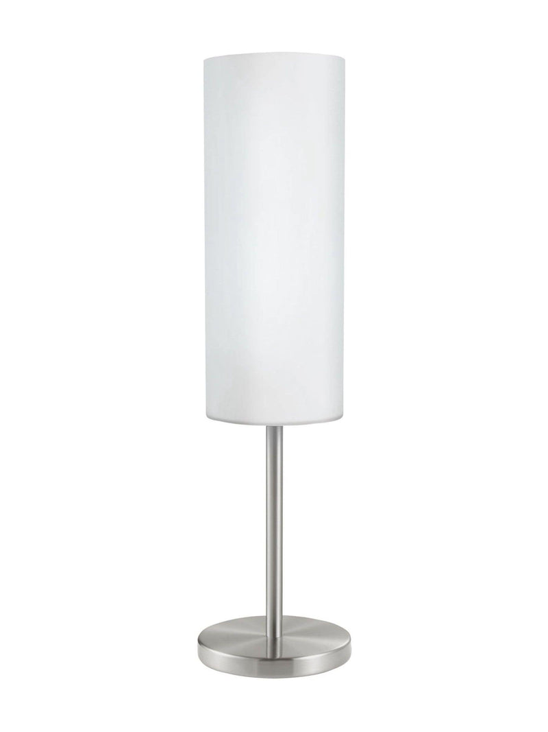 Eglo Troy 3 satin nickel table lamp, imported from the UK