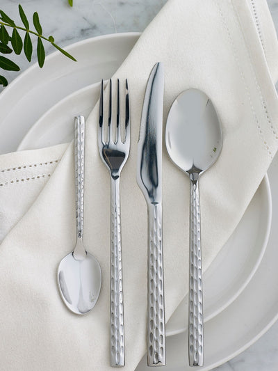 Silber gehämmertes Edelstahl-Besteckset 16-teilig