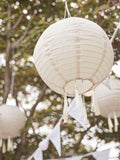 Lights4fun cream tassel solar lanterns set of 3 30cm, UK version