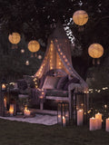 Lights4fun cream tassel solar lanterns set of 3 30cm, UK version