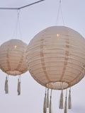Lights4fun cream tassel solar lanterns set of 3 30cm, UK version