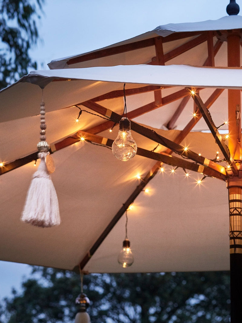 Lights4fun battery operated LED garden parasol lights, imported from the UK