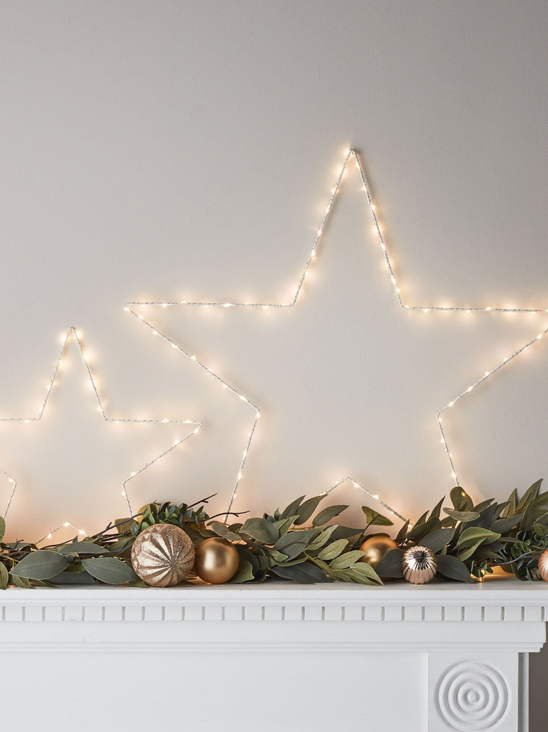Lights4fun set of two light-up LED stars, imported from the UK