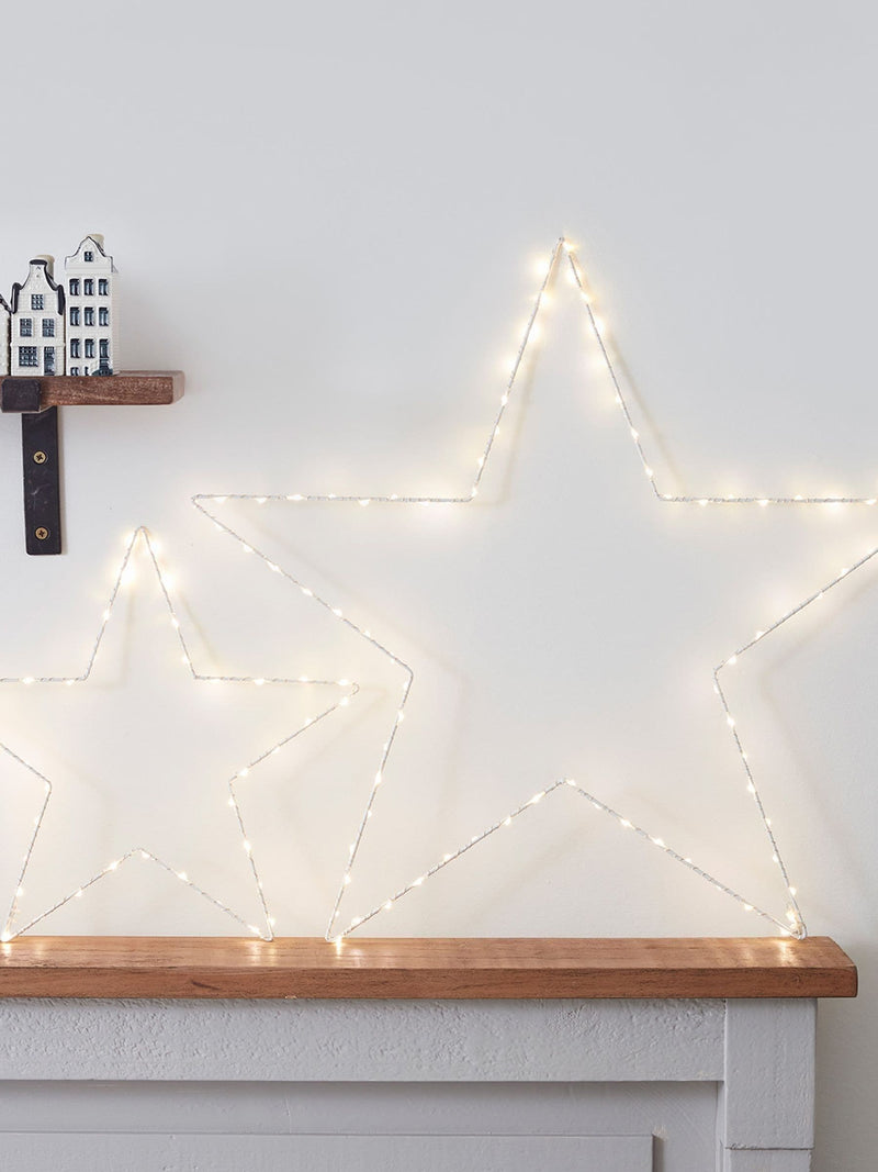 Lights4fun set of two light-up LED stars, imported from the UK