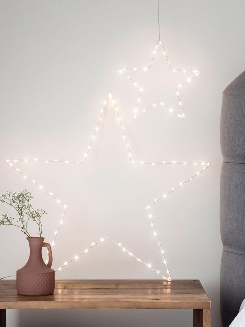 Lights4fun set of two light-up LED stars, imported from the UK