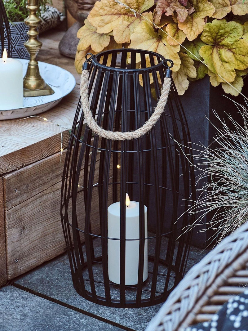 Lights4fun black large slatted outdoor lantern (British brand)