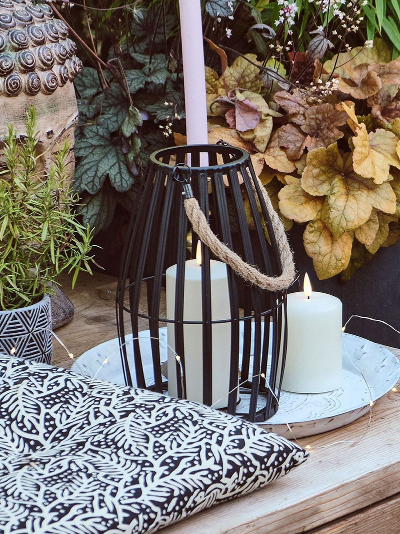 Lights4fun black large slatted outdoor lantern (British brand)