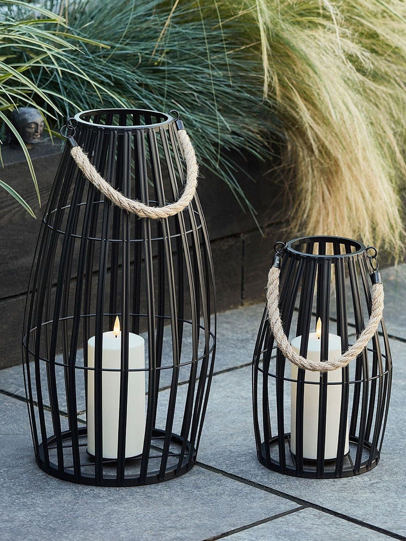 Lights4fun black large slatted outdoor lantern (British brand)