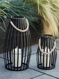 Lights4fun black large slatted outdoor lantern (British brand)