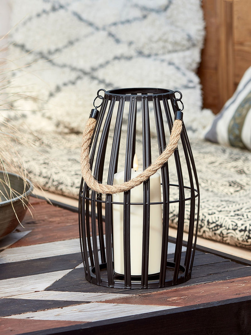 Lights4fun black slatted outdoor lantern 45cm (British brand)