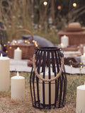 Lights4fun black slatted outdoor lantern 45cm (British brand)