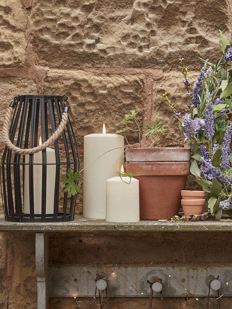 Lights4fun black slatted outdoor lantern 45cm (British brand)