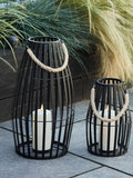 Lights4fun black slatted outdoor lantern 45cm (British brand)