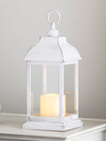Lights4fun white distressed lantern 30cm, imported from the UK