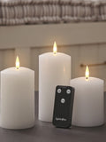 Lights4fun White TruGlow LED pillar candle trio, UK version