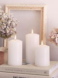Lights4fun White TruGlow LED pillar candle trio, UK version