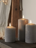 Lights4fun grey distressed LED pillar candle trio with remote - British product