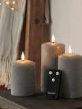 Lights4fun grey distressed LED pillar candle trio with remote - British product