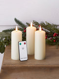 Lights4fun TruGlow LED slim pillar candles set of 3, UK version