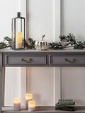 Lights4fun grey LED pillar candle trio assorted heights - British product