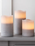 Lights4fun grey LED pillar candle trio assorted heights - British product