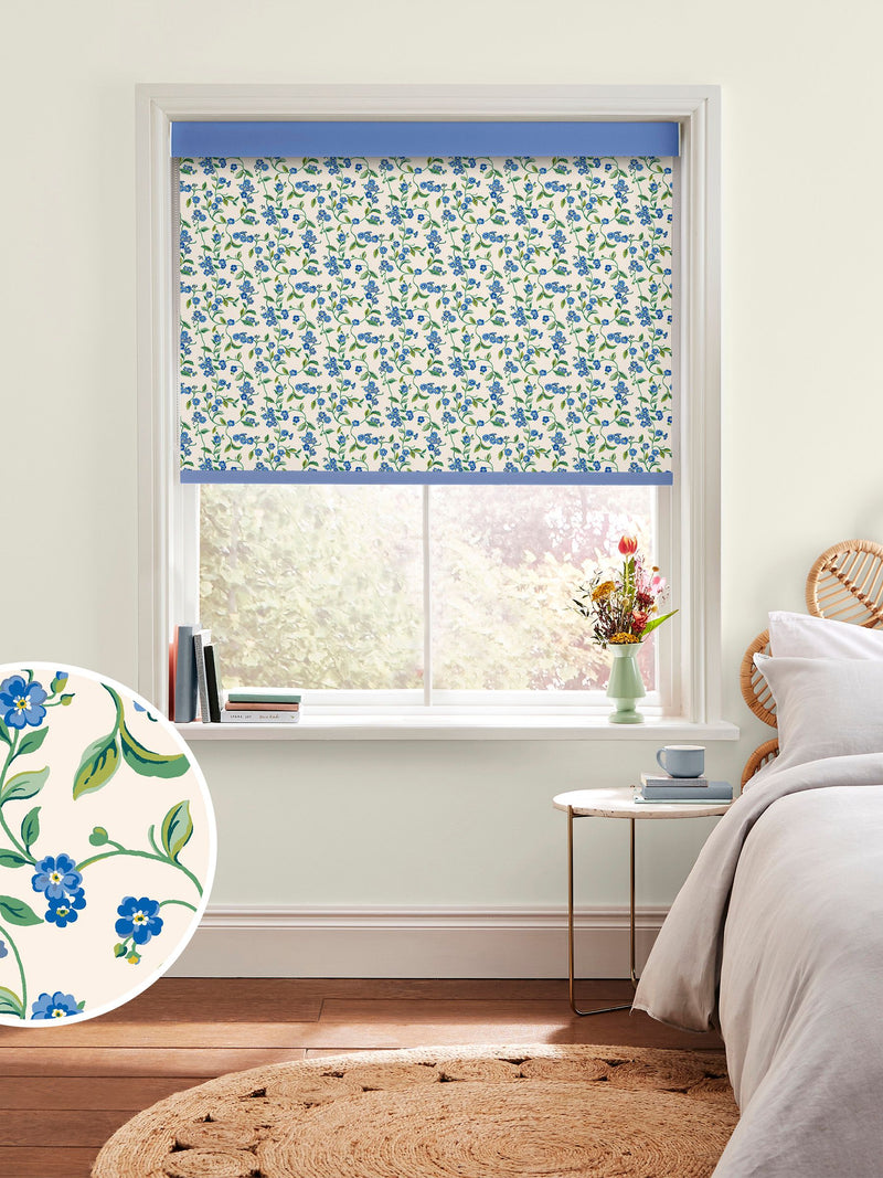 Cath Kidston blue forget me not roller blinds, imported from the UK